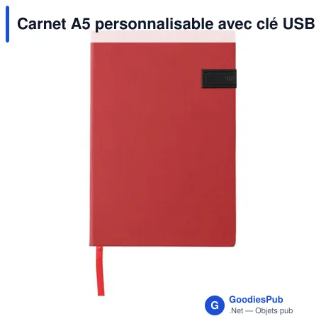 Carnet A5 personnalisable avec clé USB Lex - Logo en option