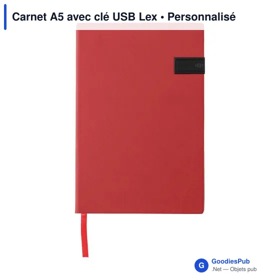 Carnet A5 personnalisable avec clé USB Lex - Logo en option - Image 1