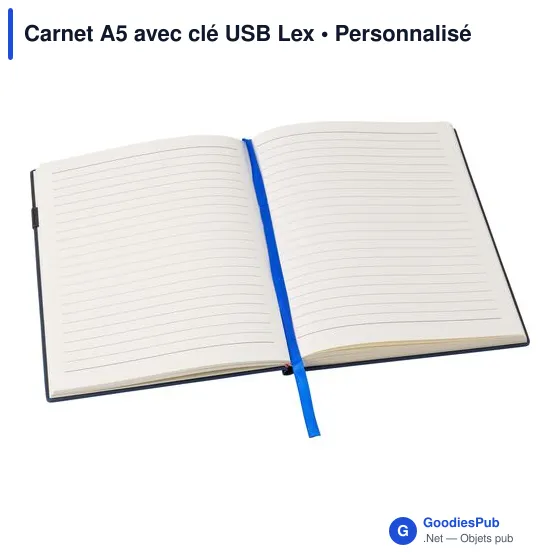 Carnet A5 personnalisable avec clé USB Lex - Logo en option - Image 2