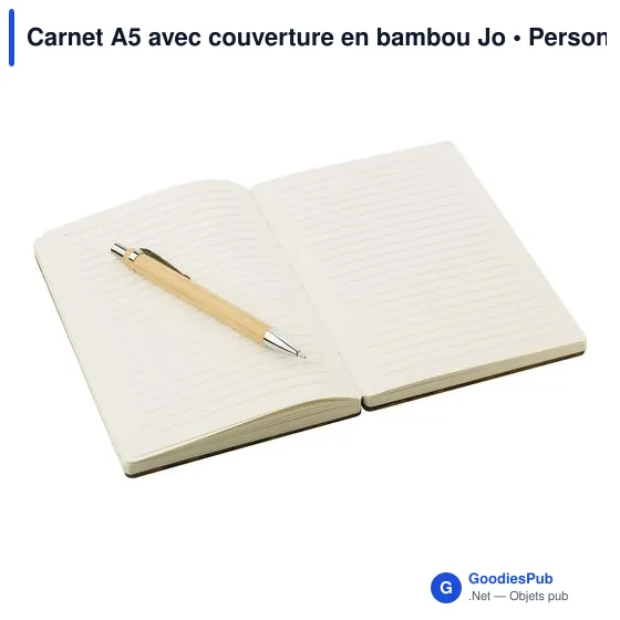 Carnet A5 personnalisable en bambou avec logo - modèle Jo - Image 4
