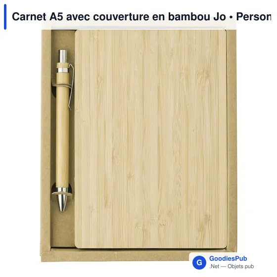 Carnet A5 personnalisable en bambou avec logo - modèle Jo - Image 5