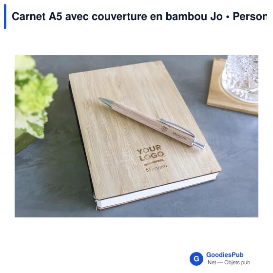 Carnet A5 personnalisable en bambou avec logo - modèle Jo - Image 7