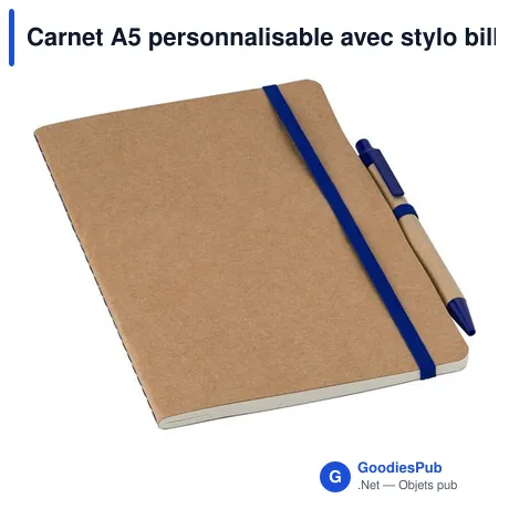 Carnet A5 personnalisable avec stylo bille - logo inclus