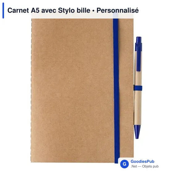 Carnet A5 personnalisable avec stylo bille - logo inclus - Image 2
