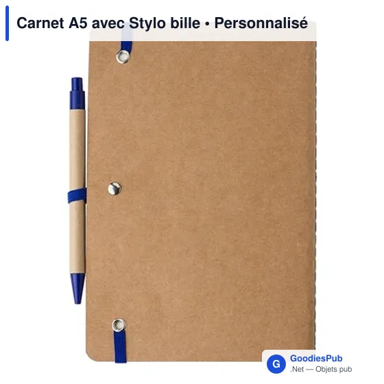 Carnet A5 personnalisable avec stylo bille - logo inclus - Image 3