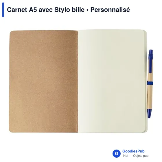 Carnet A5 personnalisable avec stylo bille - logo inclus - Image 4