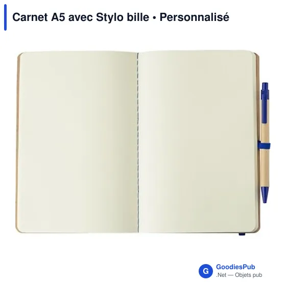 Carnet A5 personnalisable avec stylo bille - logo inclus - Image 5
