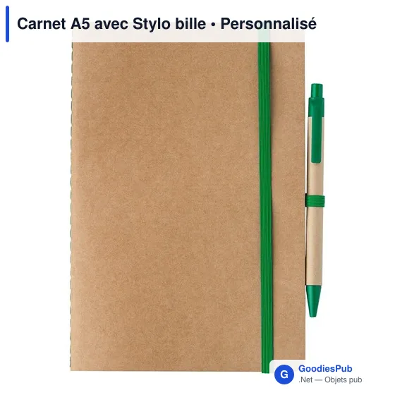 Carnet A5 personnalisable avec stylo bille - logo inclus - Image 7