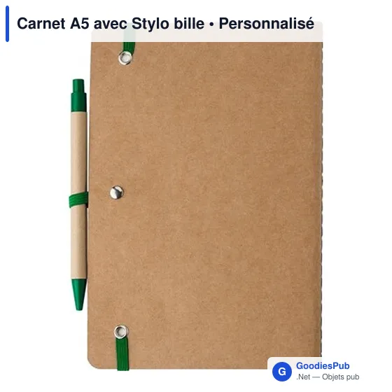 Carnet A5 personnalisable avec stylo bille - logo inclus - Image 9