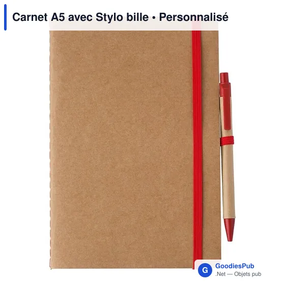 Carnet A5 personnalisable avec stylo bille - logo inclus - Image 10