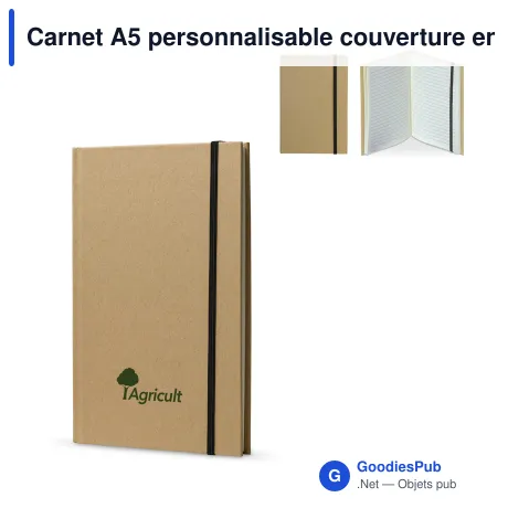 Carnet A5 personnalisable couverture en carton avec logo - Marron