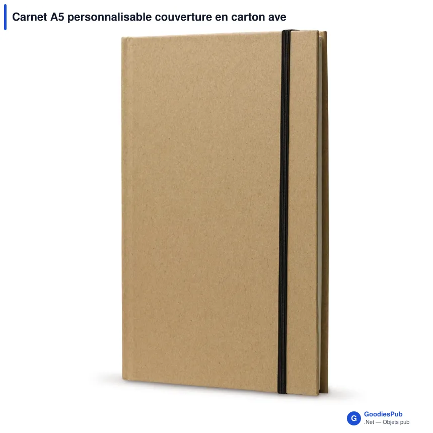 Carnet A5 personnalisable couverture en carton avec logo - Marron - Image 2