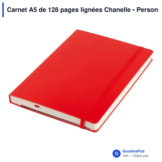 Carnet A5 personnalisable avec logo - 128 pages lignées Chanelle - Image 11