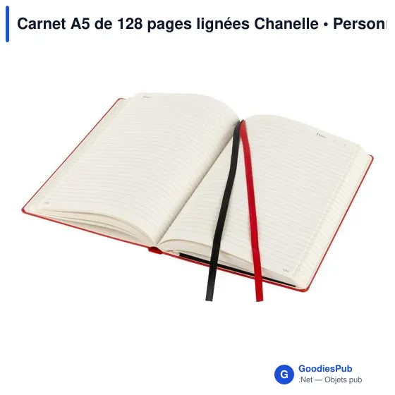 Carnet A5 personnalisable avec logo - 128 pages lignées Chanelle - Image 12