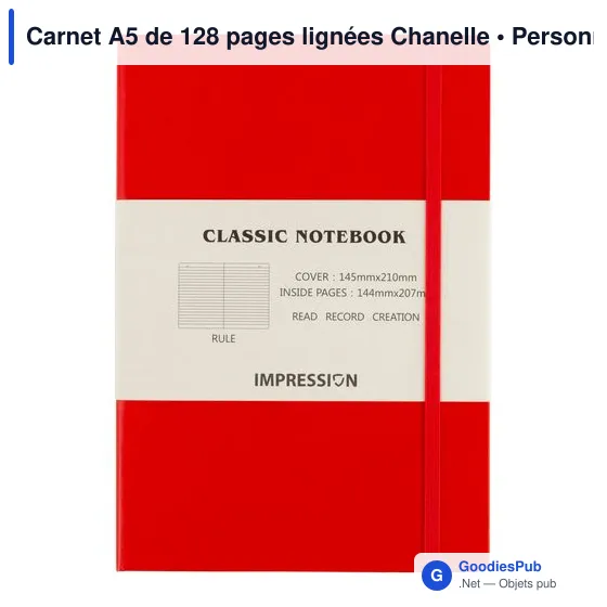 Carnet A5 personnalisable avec logo - 128 pages lignées Chanelle - Image 8
