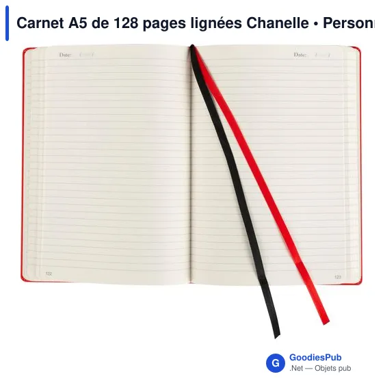 Carnet A5 personnalisable avec logo - 128 pages lignées Chanelle - Image 9