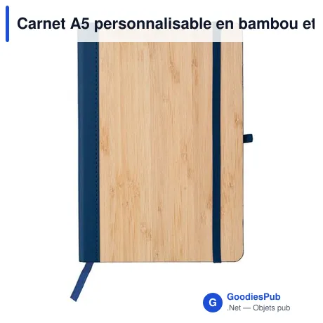 Carnet A5 personnalisable en bambou et PU avec logo - Dorita