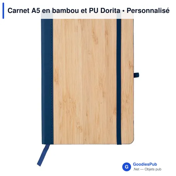 Carnet A5 personnalisable en bambou et PU avec logo - Dorita - Image 1
