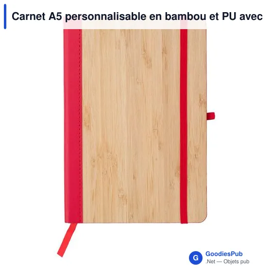 Carnet A5 personnalisable en bambou et PU avec logo - Dorita - Image 12