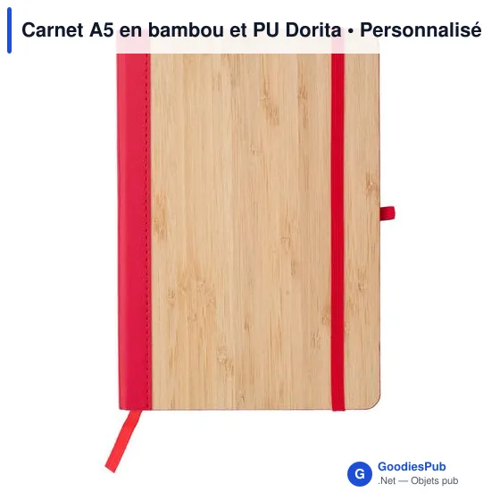 Carnet A5 personnalisable en bambou et PU avec logo - Dorita - Image 4