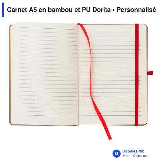 Carnet A5 personnalisable en bambou et PU avec logo - Dorita - Image 5