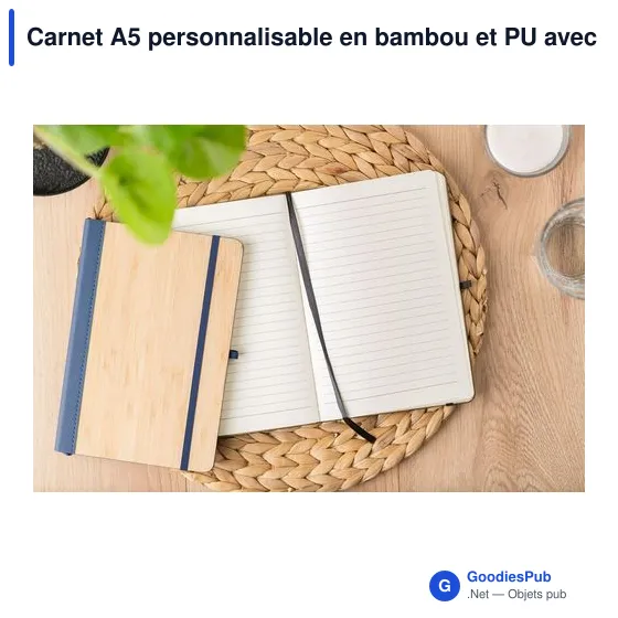 Carnet A5 personnalisable en bambou et PU avec logo - Dorita - Image 6