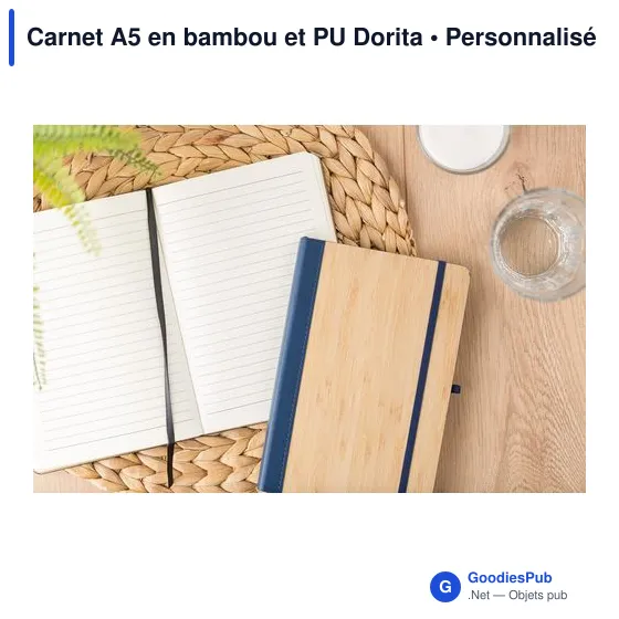 Carnet A5 personnalisable en bambou et PU avec logo - Dorita - Image 7