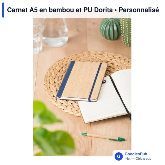 Carnet A5 personnalisable en bambou et PU avec logo - Dorita - Image 8