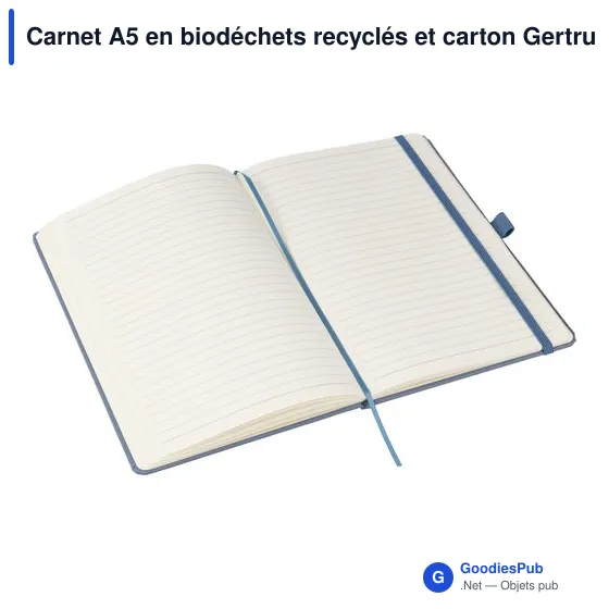 Carnet A5 personnalisable en biodéchets recyclés - Gertrudavec logo - Image 11