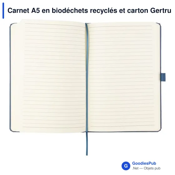 Carnet A5 personnalisable en biodéchets recyclés - Gertrudavec logo - Image 10