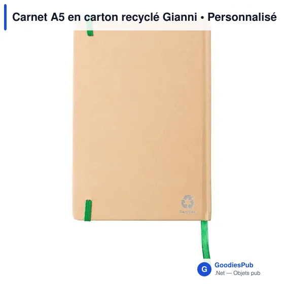 Carnet A5 personnalisable en carton recyclé avec logo - Gianni - Image 11