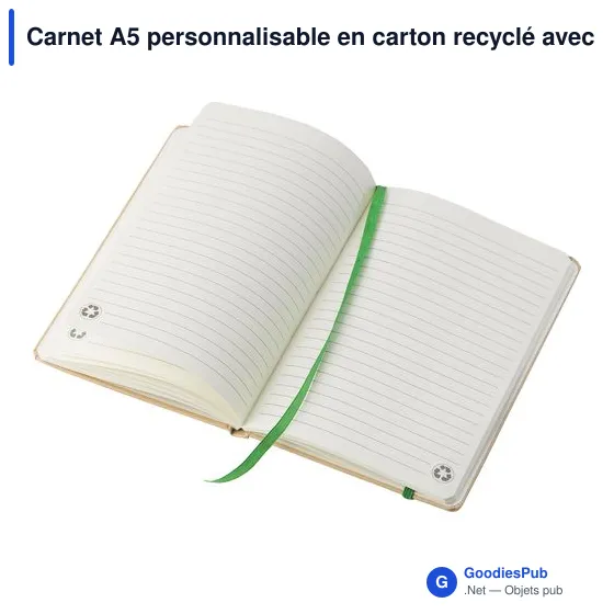 Carnet A5 personnalisable en carton recyclé avec logo - Gianni - Image 4