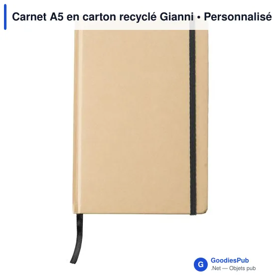 Carnet A5 personnalisable en carton recyclé avec logo - Gianni - Image 6