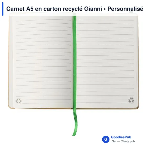 Carnet A5 personnalisable en carton recyclé avec logo - Gianni - Image 9