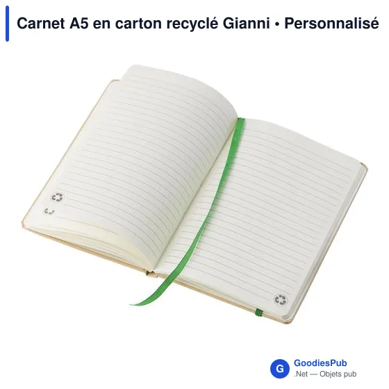 Carnet A5 personnalisable en carton recyclé avec logo - Gianni - Image 10