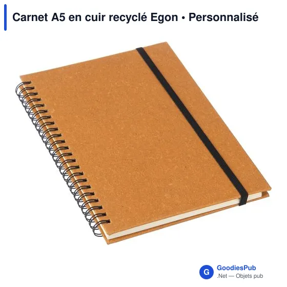 Carnet A5 en cuir recyclé Egon - Image 5