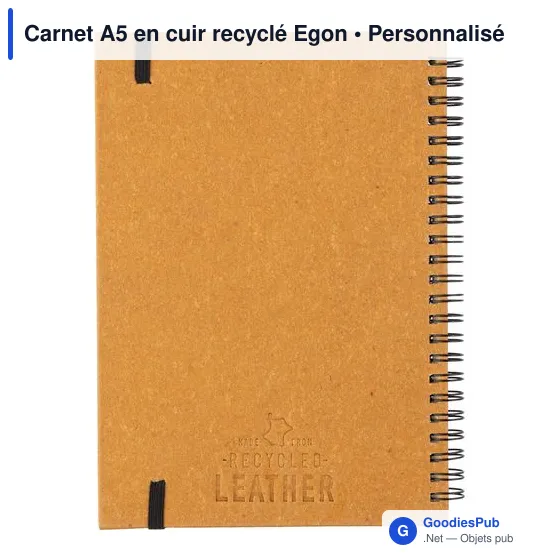 Carnet A5 en cuir recyclé Egon - Image 8