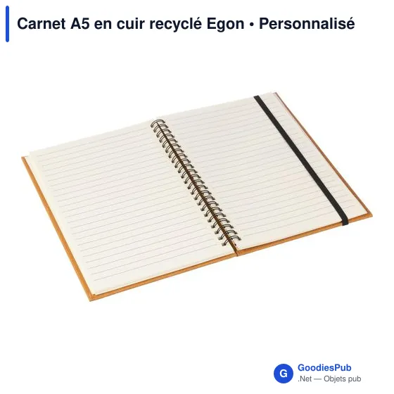 Carnet A5 en cuir recyclé Egon - Image 9
