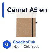 Carnet A5 personnalisable en cuir recyclé avec logo - Gianna - Miniature 1