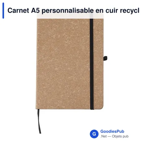 Carnet A5 personnalisable en cuir recyclé avec logo - Gianna