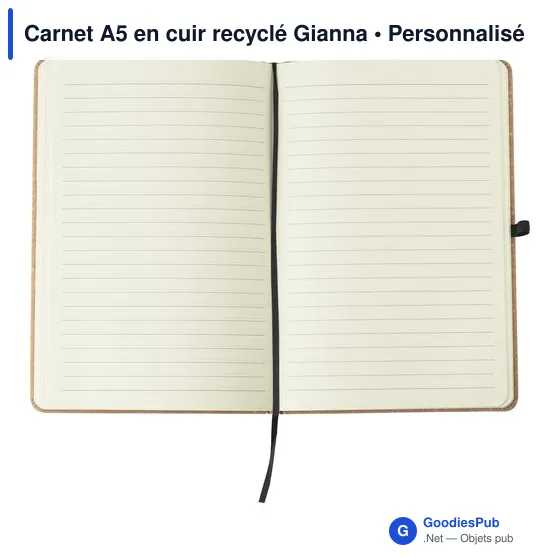 Carnet A5 personnalisable en cuir recyclé avec logo - Gianna - Image 11