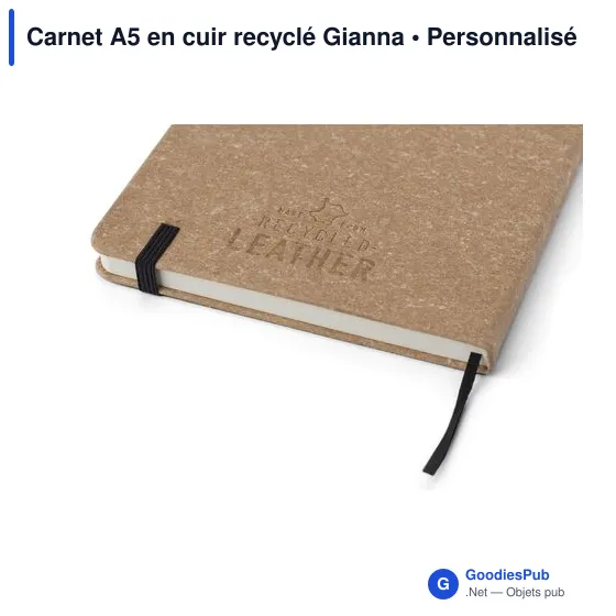 Carnet A5 personnalisable en cuir recyclé avec logo - Gianna - Image 12