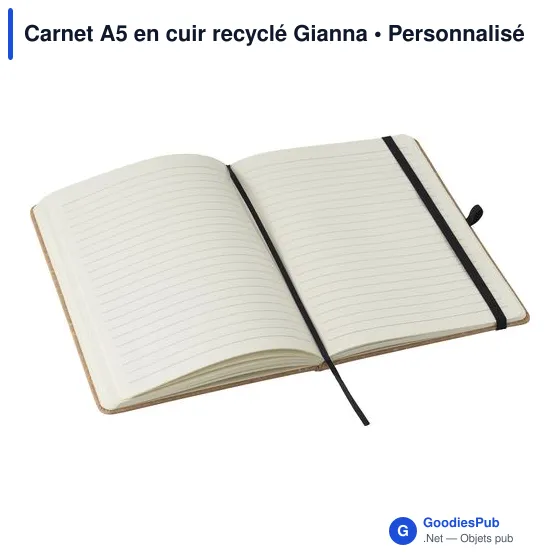 Carnet A5 personnalisable en cuir recyclé avec logo - Gianna - Image 6