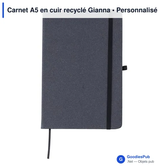 Carnet A5 personnalisable en cuir recyclé avec logo - Gianna - Image 7