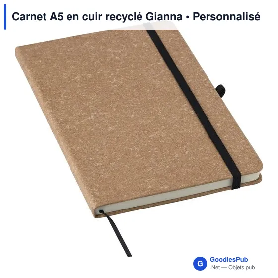 Carnet A5 personnalisable en cuir recyclé avec logo - Gianna - Image 8