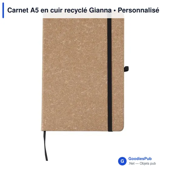 Carnet A5 personnalisable en cuir recyclé avec logo - Gianna - Image 9