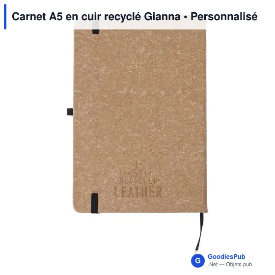 Carnet A5 personnalisable en cuir recyclé avec logo - Gianna - Image 10