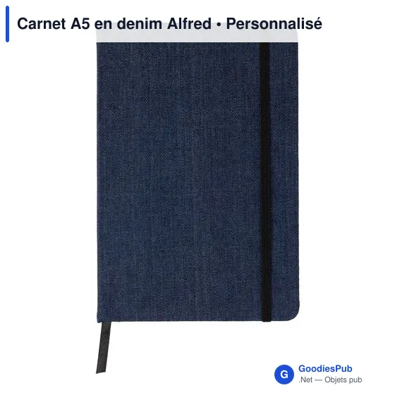 Carnet A5 en denim personnalisable avec logo - Alfred - Image 1