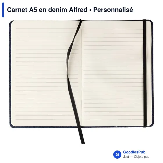 Carnet A5 en denim personnalisable avec logo - Alfred - Image 2