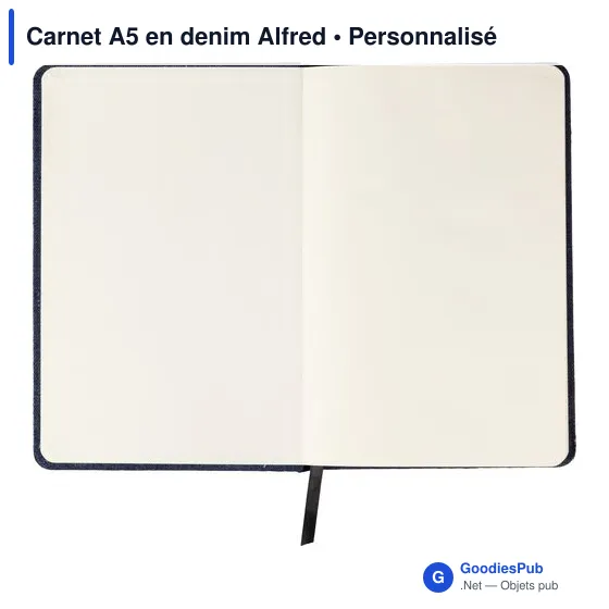 Carnet A5 en denim personnalisable avec logo - Alfred - Image 3